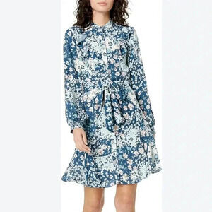 Shoshanna Petra Long- Sleeve Flounce Hem Mini Cottagecore Floral Dress Sz 4